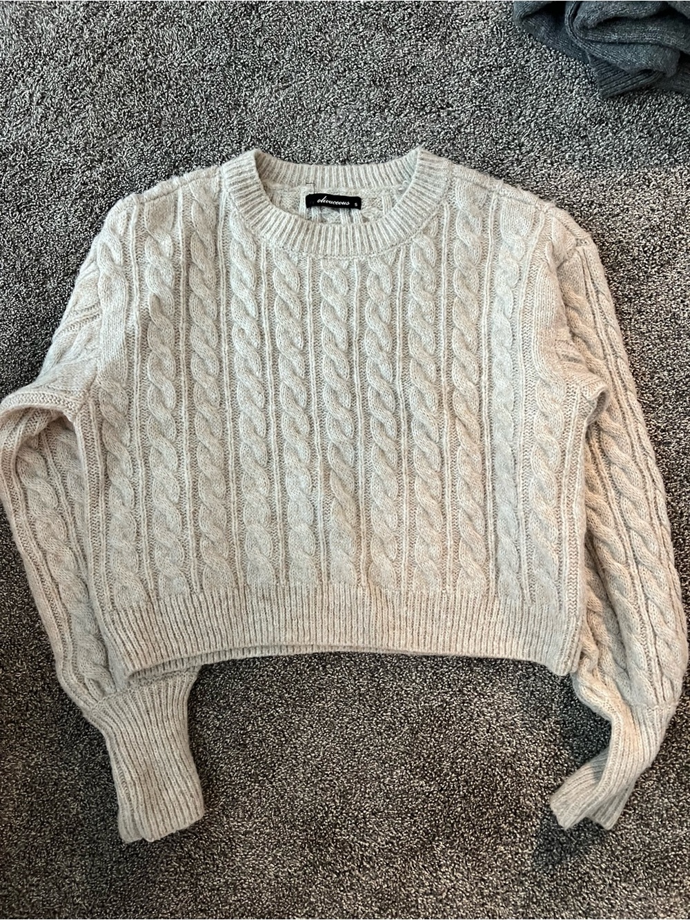 Olivaceous Cream Cable Knit Crew Sweater